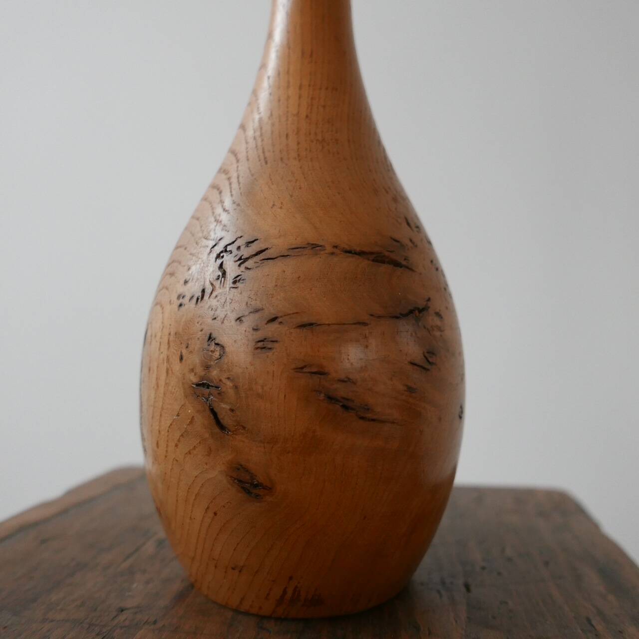 Mid-Century English Burr Wood Table Lamp