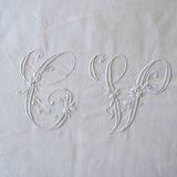 Old linen/cotton sheet large monogram