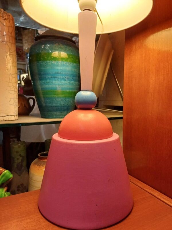 Grande lampe en céramique coloré années 80, luminaires calbret