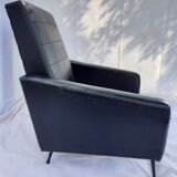 Rockabilly armchair in black skai from the 60s