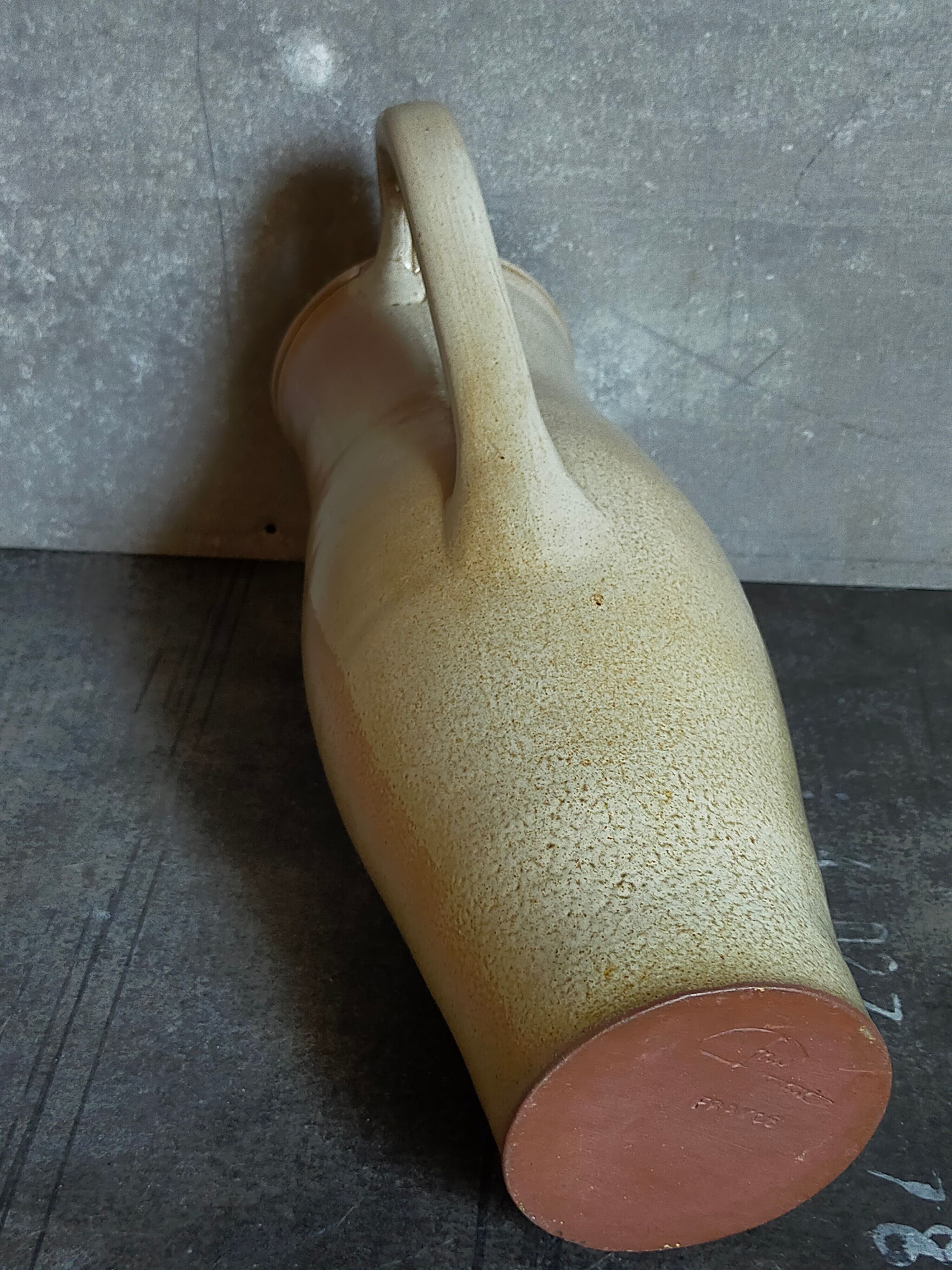 Enamelled sandstone pitcher Jean Dubost in Noron La Poterie 60s