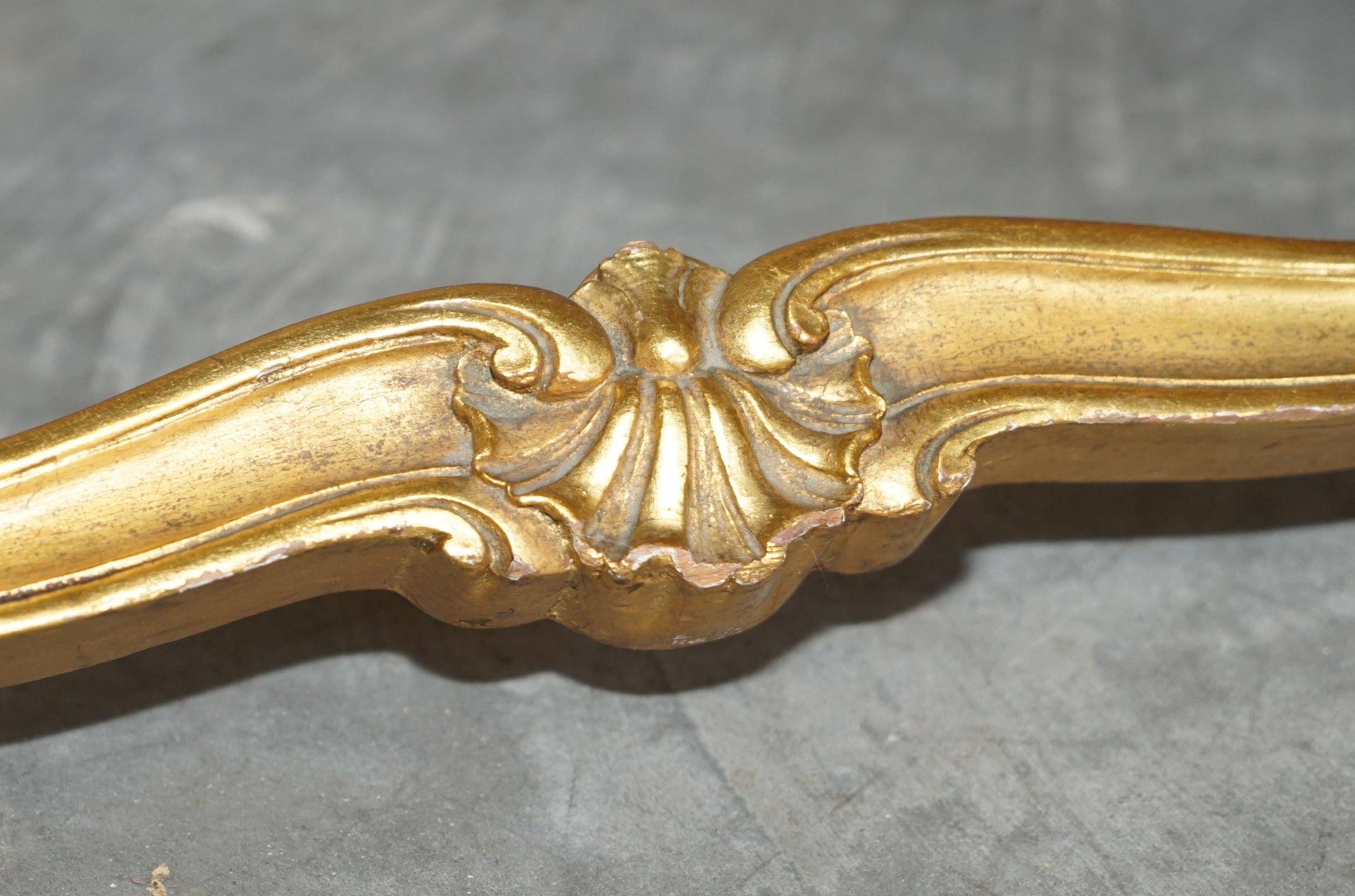 Folding stool with X-frame, carved golden wood, 19th century.