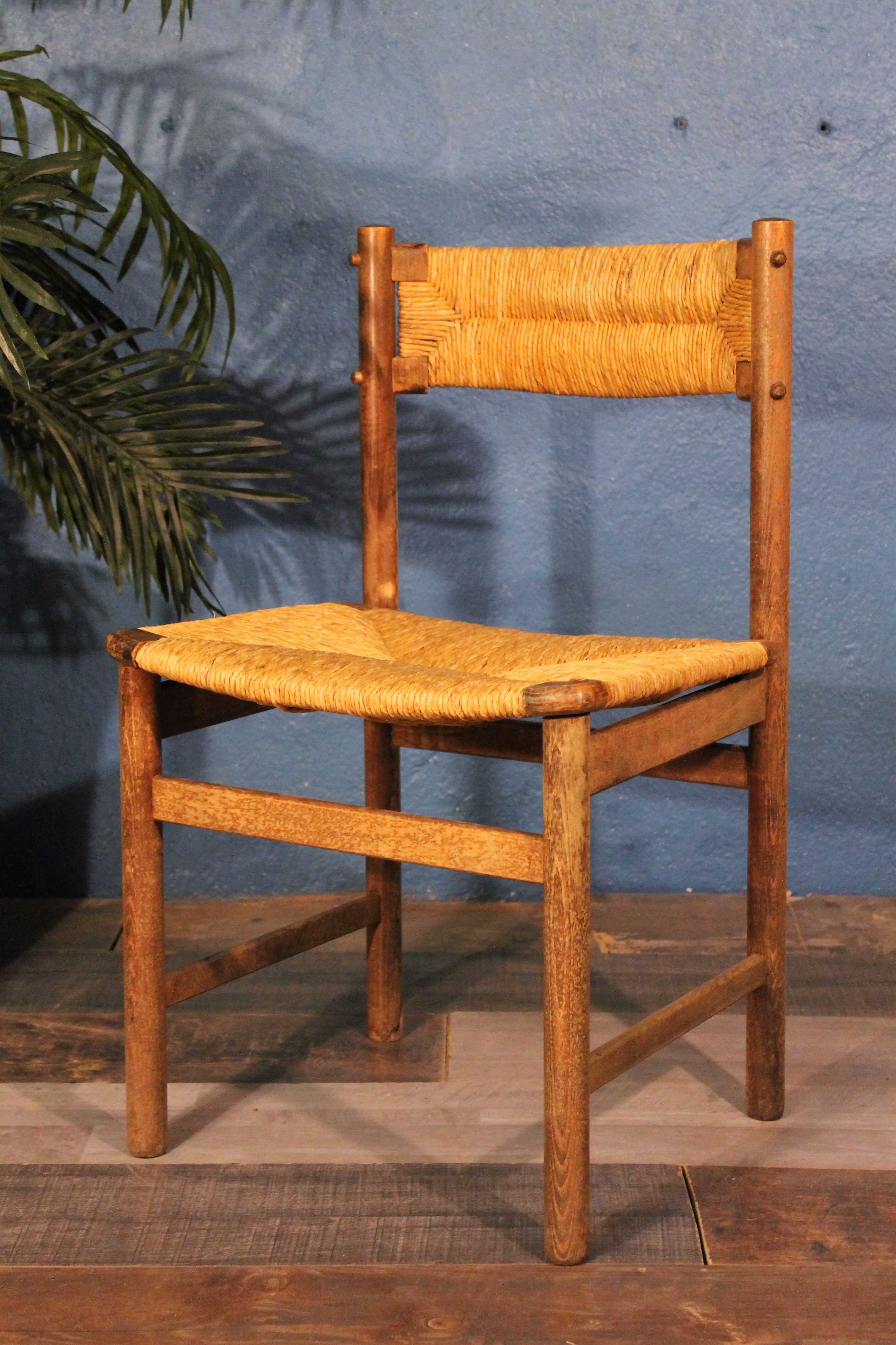 Wooden & straw chair 1960