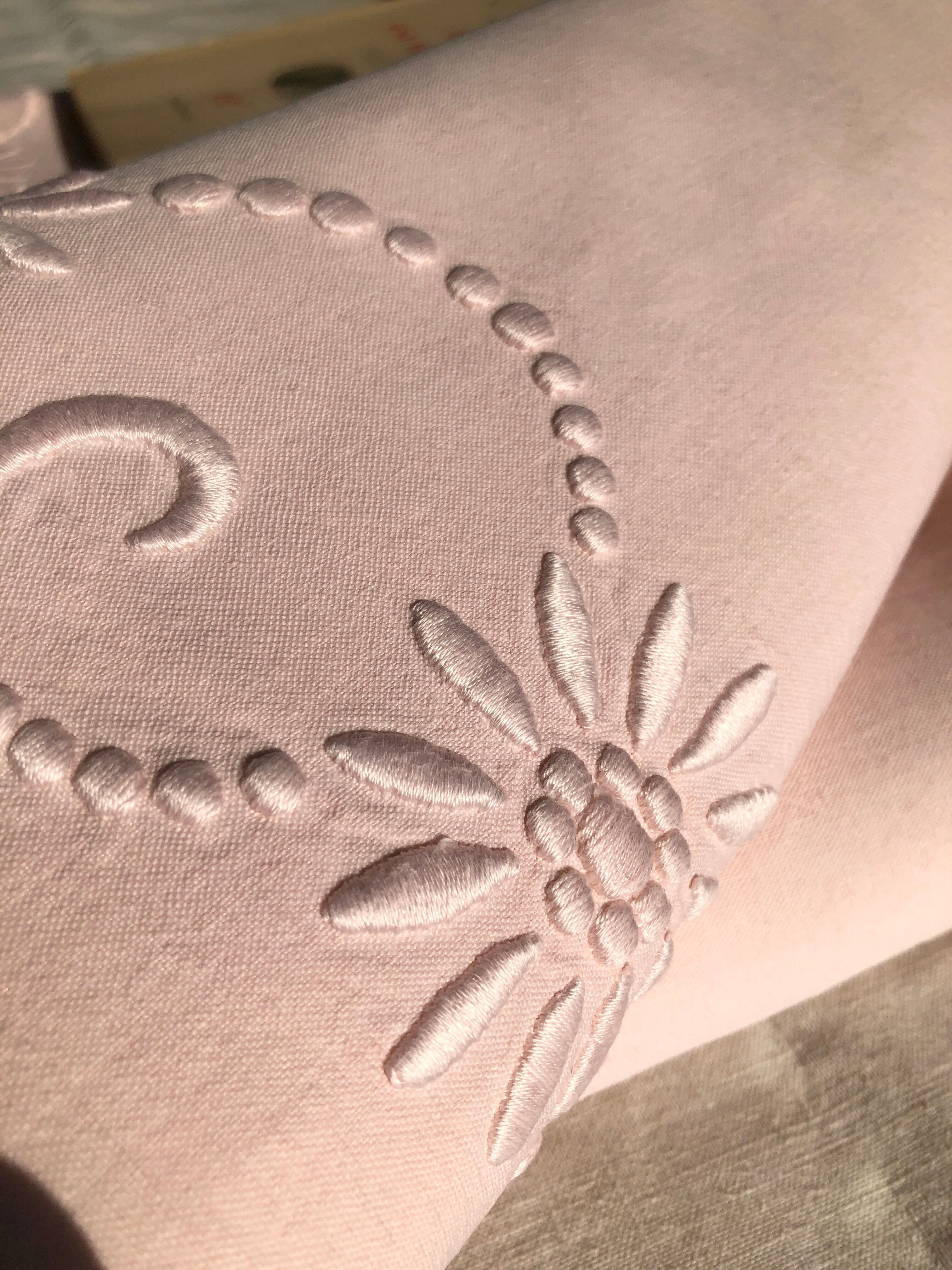 Old linen and cotton sheet dyed in baby pink