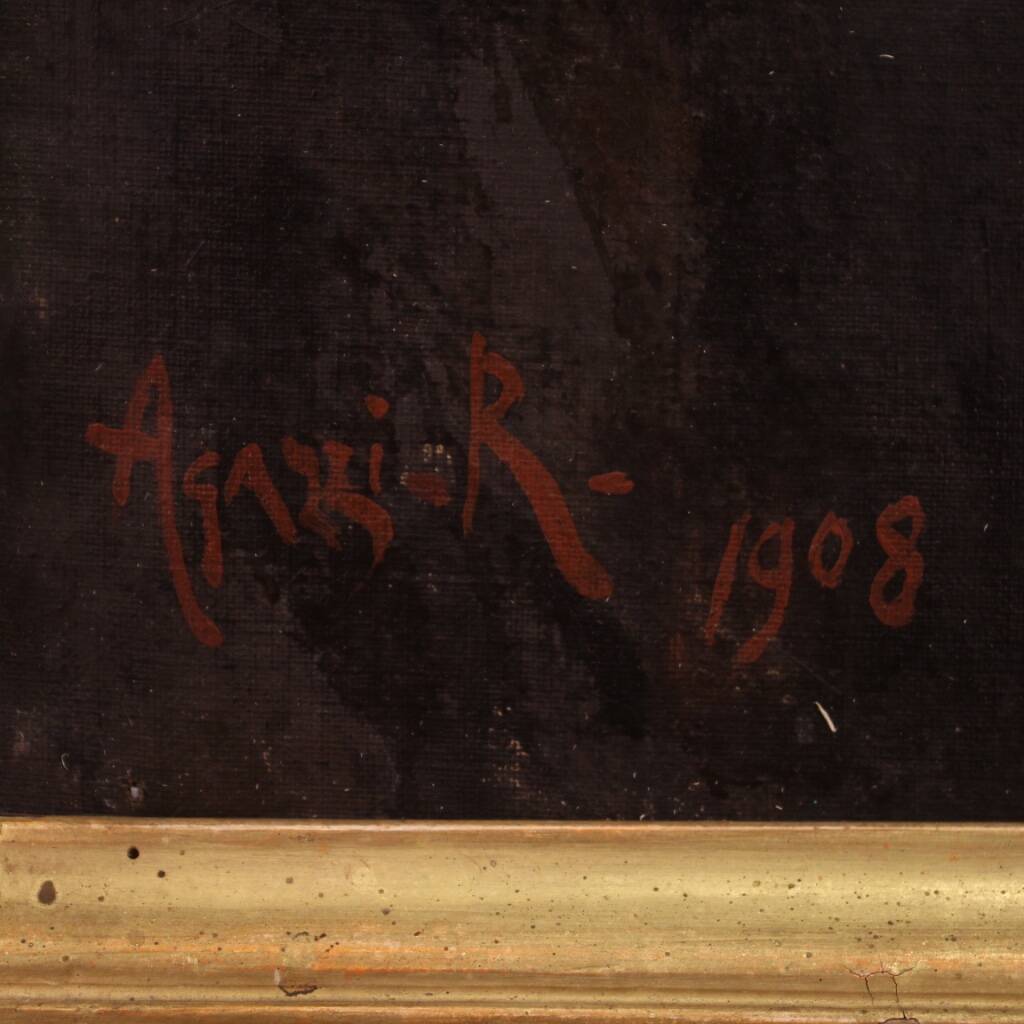 Italian painting signed Agazzi and dated 1908