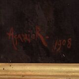 Italian painting signed Agazzi and dated 1908