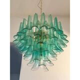 Mid-Century Modern Style Green-Wather “Sella” Petali Chandelier in Mazzega