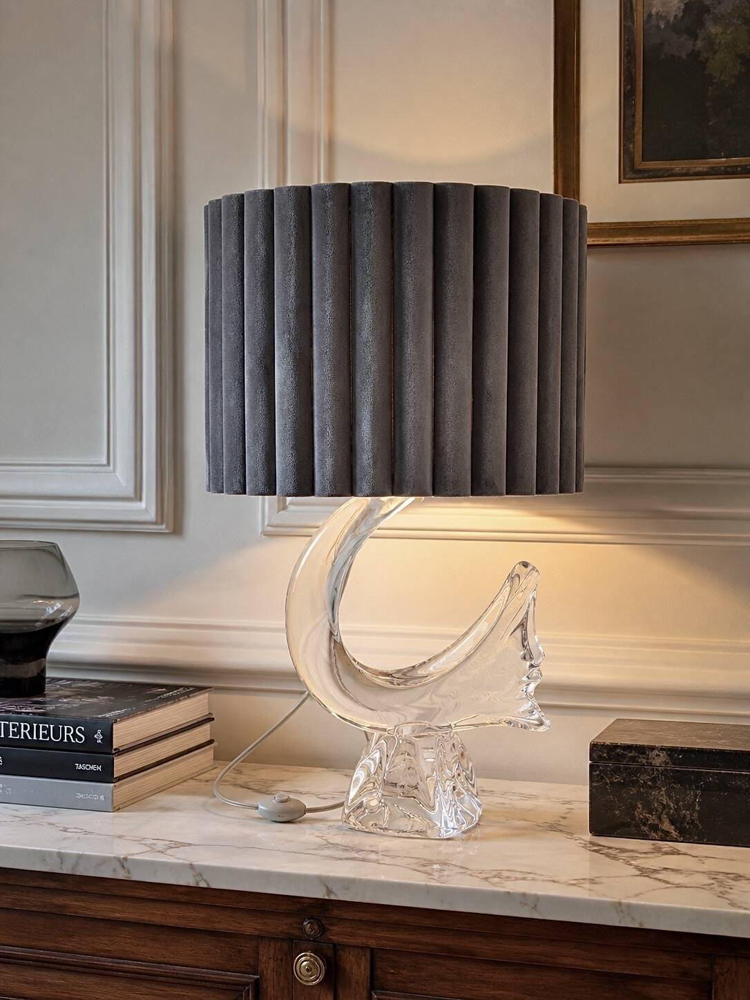 Lamp signed Daum France in crystal.