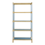 Lucite bookshelf with polished brass-plated stainless steel accents