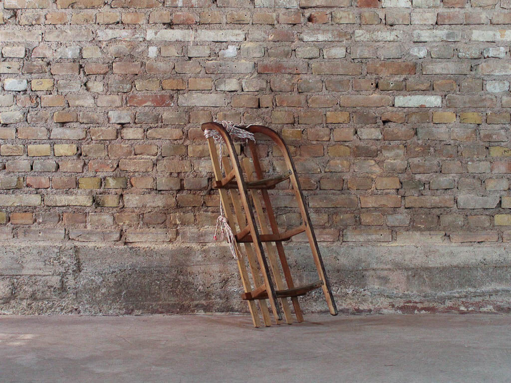 Old wooden sledge 2 people, 50s