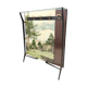 Vintage Ebonized Beech, Brass and Glass Coat Rack with a Landscape, Italy