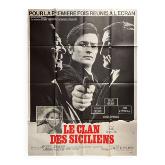 Affiche cinéma originale "Le Clan des Siciliens" Alain Delon, Lino Ventura, Jean Gabin 120x160cm "69