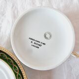 Large Fine Porcelain Cup and Saucer by Artist R. Sechet for Limoges Empire Style Lou