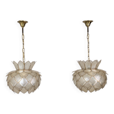 Pair of Lotus mother-of-pearl pendant lights