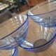 5 vintage blue tempered glass bowls