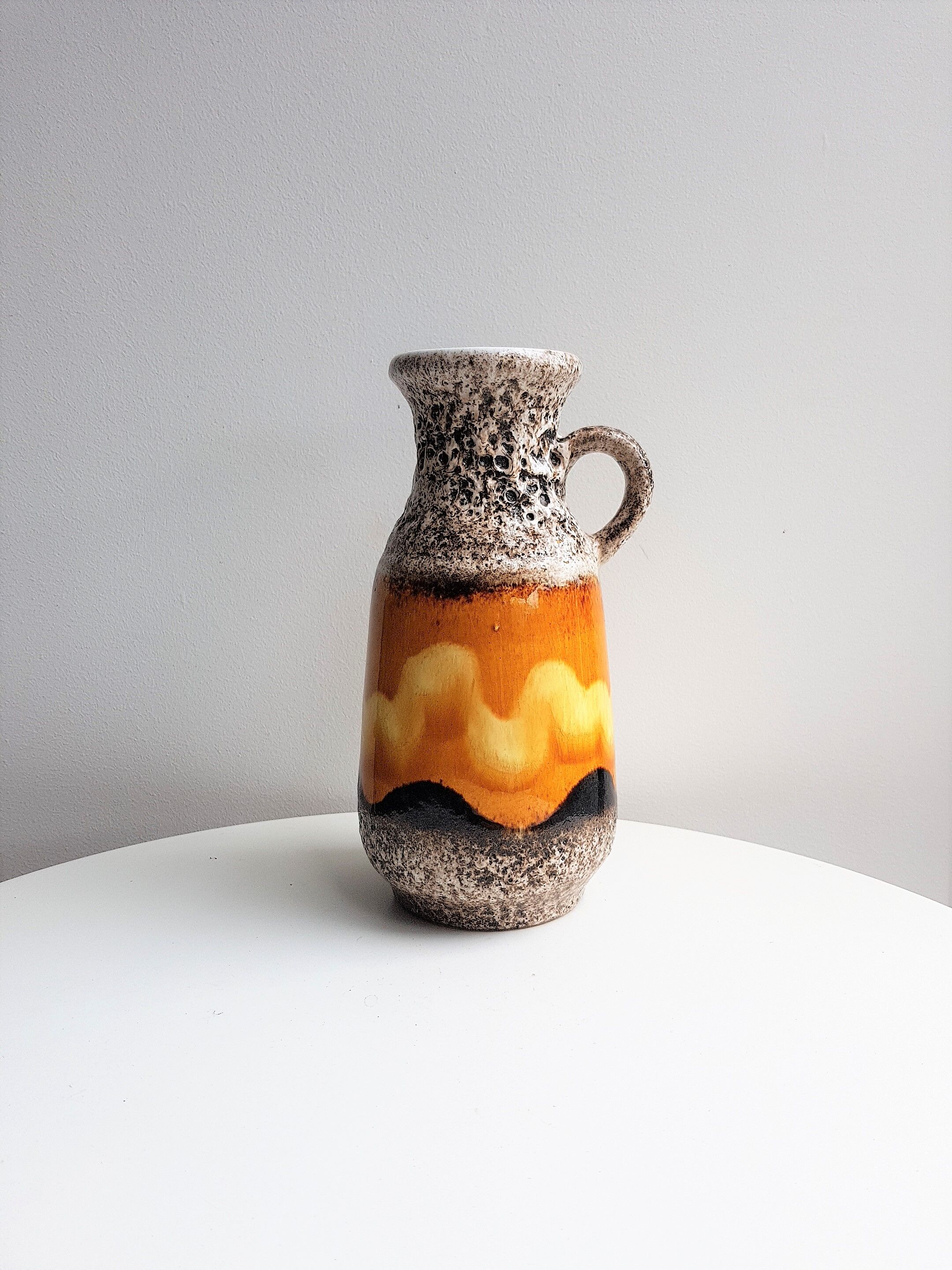 Vase in colorful stoneware vintage 70