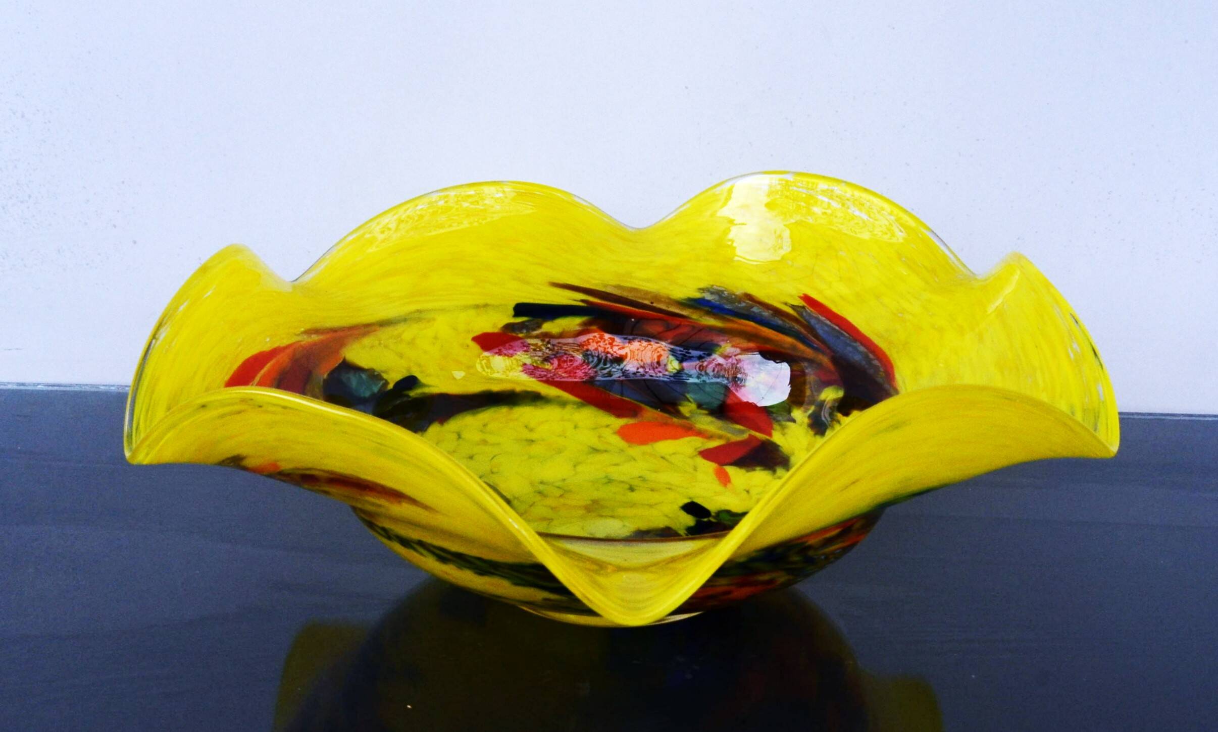 Mid Century Center Multicolored Table Bowl Murano Glass
