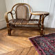 Rattan bench with round shelf