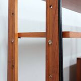 Mid century modular teak bookcase with bar unit, Italy 1950s