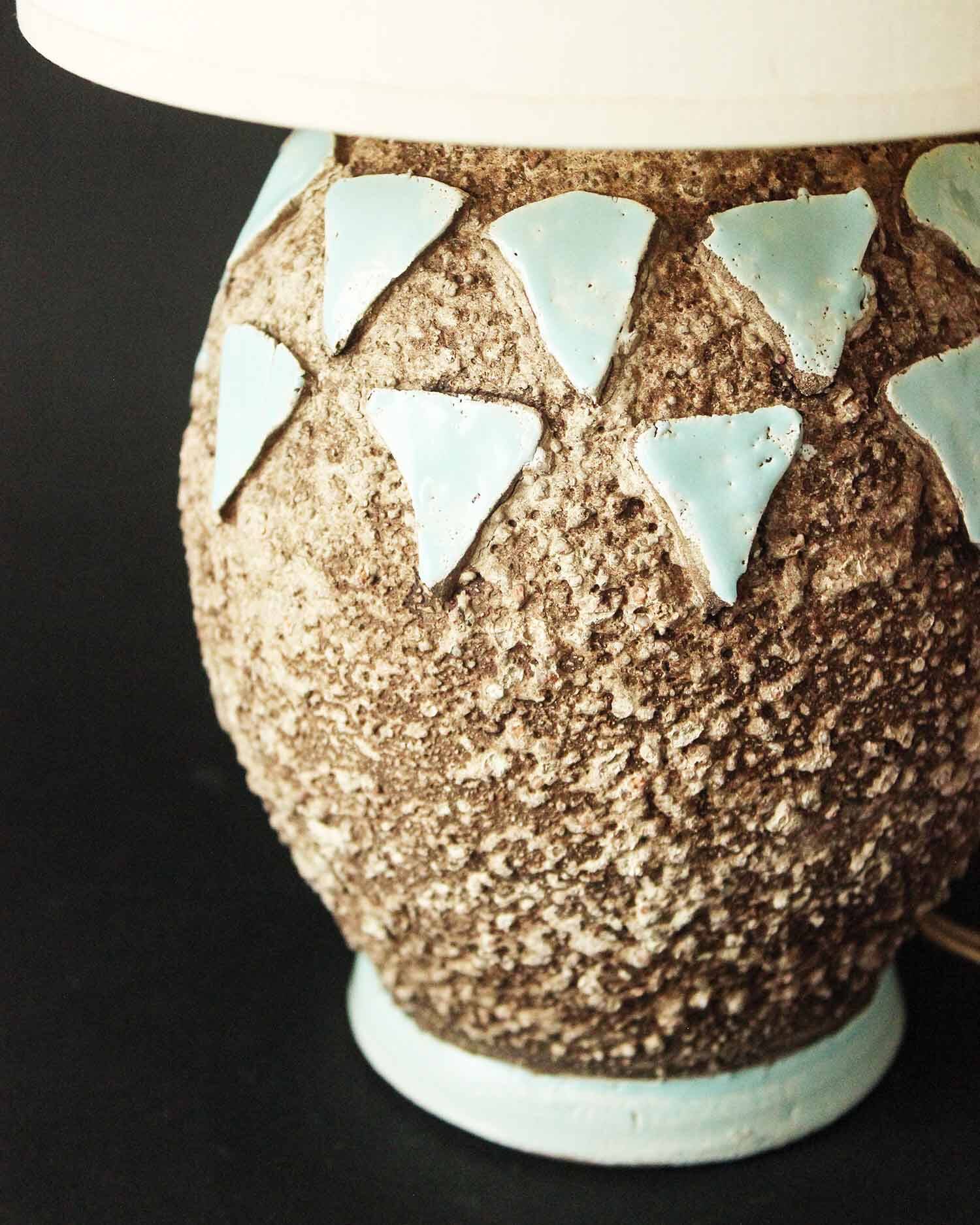 Art Deco ceramic table lamp base with blue patterns, 1920s/30s.
