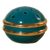 Vase boule pique fleurs Art déco vert & or