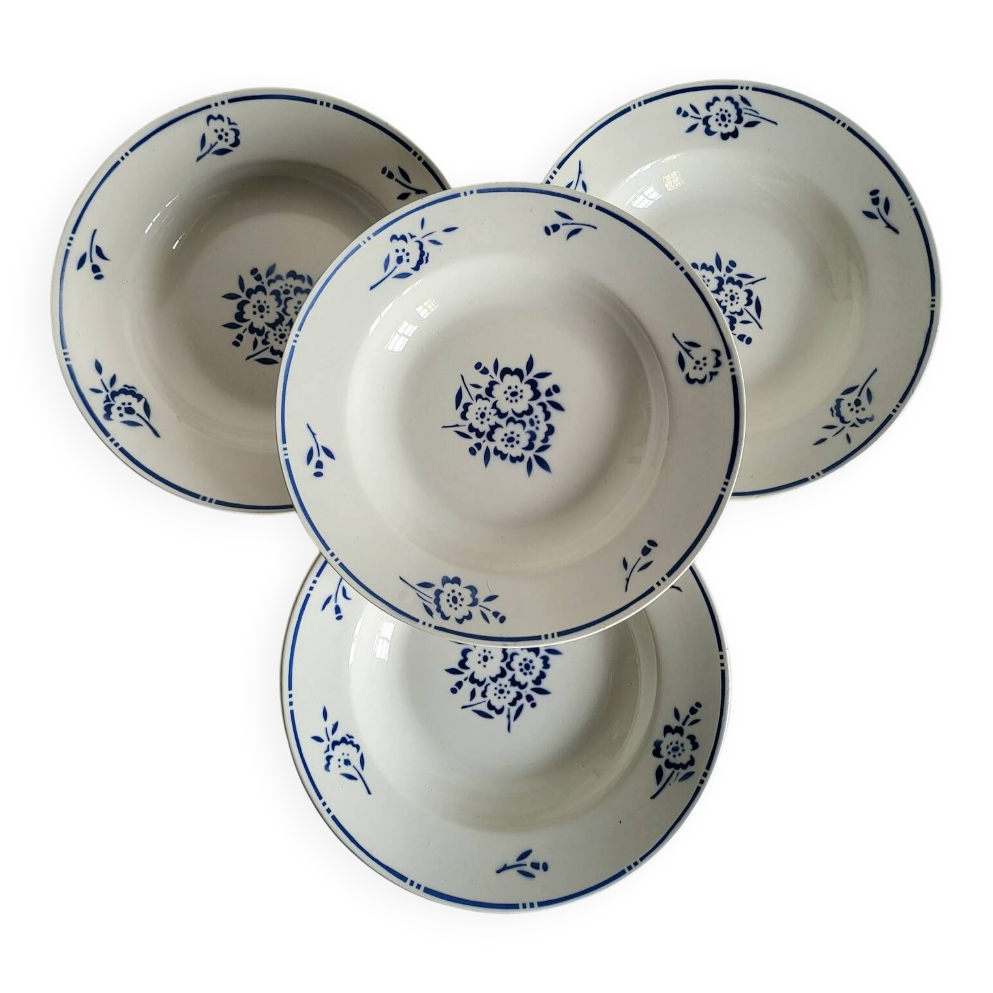 4 Deep Plates in earthenware Moulin des Loups & Hamage model Lucien