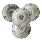 4 Deep Plates in earthenware Moulin des Loups & Hamage model Lucien