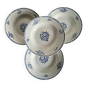 4 Deep Plates in earthenware Moulin des Loups & Hamage model Lucien