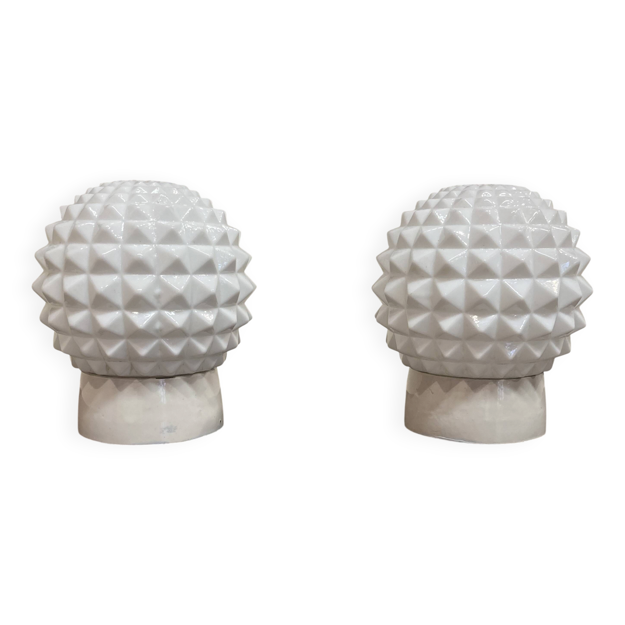 Pair of opaline and porcelain wall lights scandinavian design 1950.