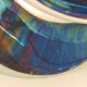 White and Iridescent Blue Ceramic Vase / Centerpiece by Lusso, Italy