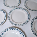 6 flat plates faience ancient Barbeaux, Terre de Fer