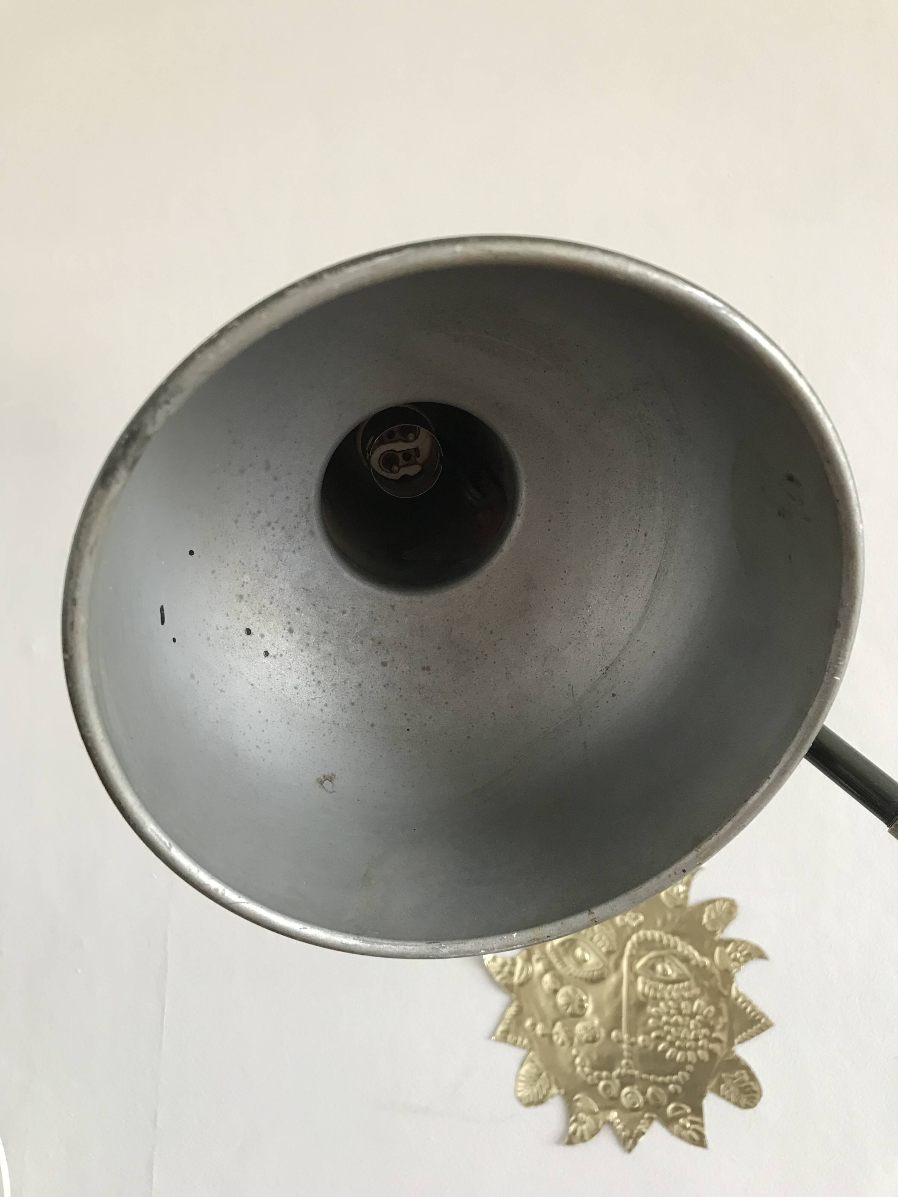 1950s English green workshop lamp