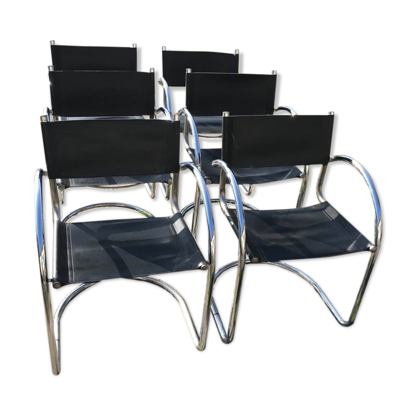Italian bauhaus chrome dining chairs, 1970s, set of 6