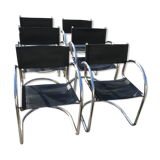 Italian bauhaus chrome dining chairs, 1970s, set of 6