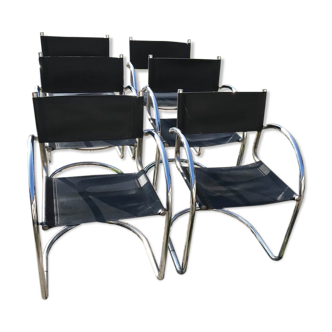 Italian bauhaus chrome dining chairs, 1970s, set of 6