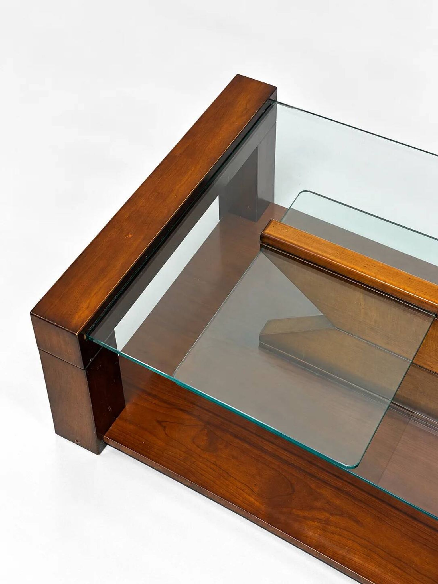 Wood and glass coffee table, 1980s