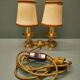Table lamp with two fires on terrace - years 1950/60 - bronze