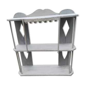 Grey painted wooden wall shelf