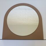 Miroir de courtoisie avec étagère, miroir mural vintage en plastique fumé de style Space Age
