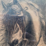 Painting "Portrait of horse" by Jeanne Arrow dated 1894 frame