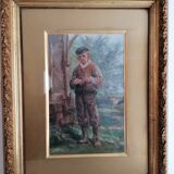 Painting of a young boy in the countryside