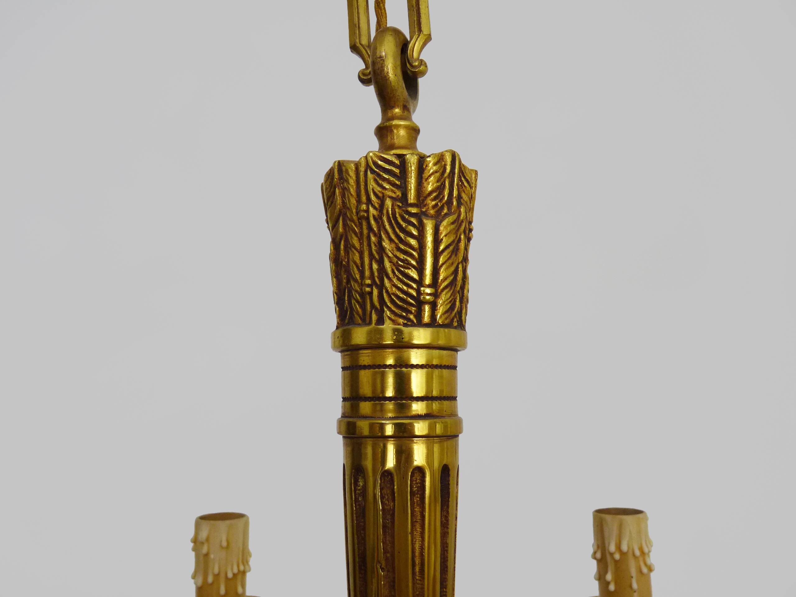 Chandelier Aux Trompes de Chasses in bronze 5 lights Louis XVI-Directoire style