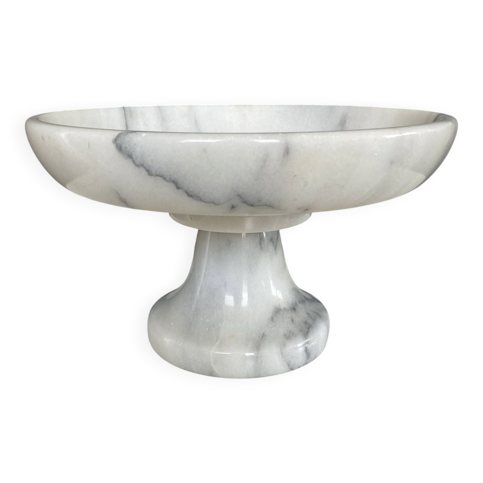 Plat sur pied vintage en marbre de carrare