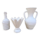 Set of 3 bleached vintage vases
