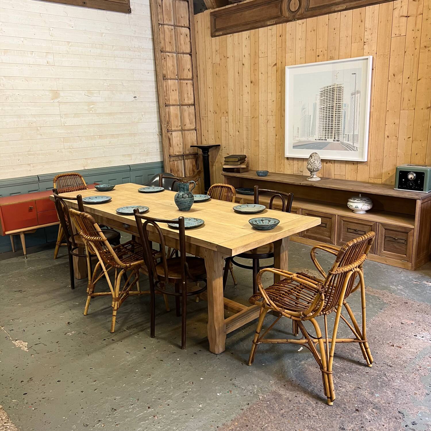 Solid oak farmhouse table