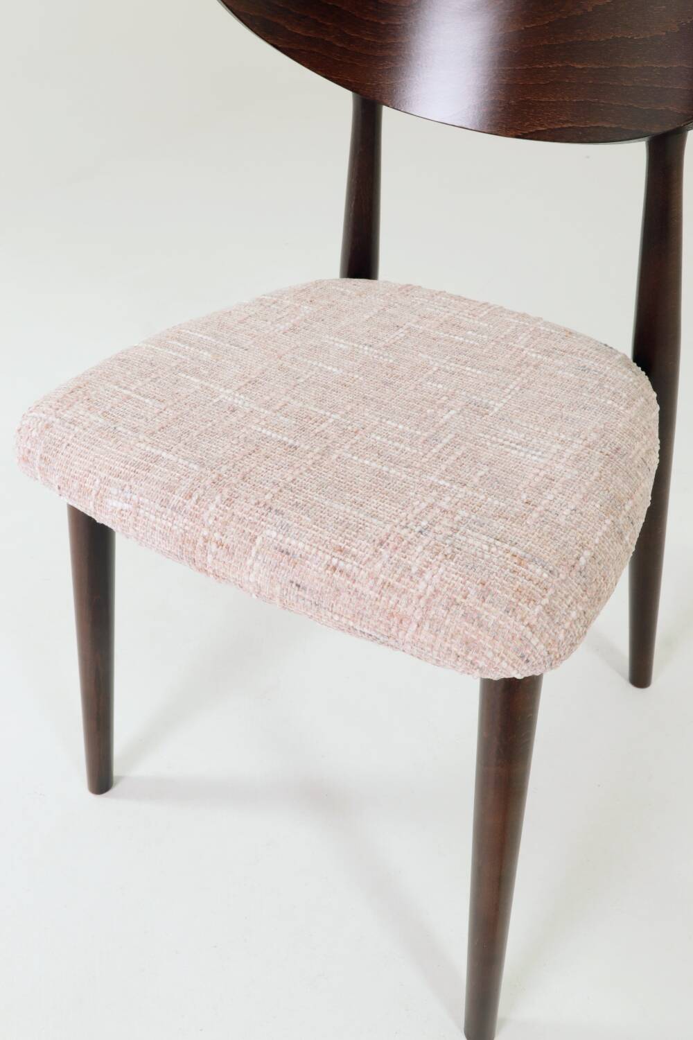 Pink Set of 6 dining chairs Scandinavian design, dark color wood 