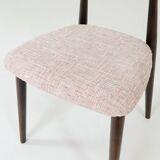 Pink Set of 6 dining chairs Scandinavian design, dark color wood 