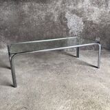 Coffee table with chrome legs and glass top, 1970