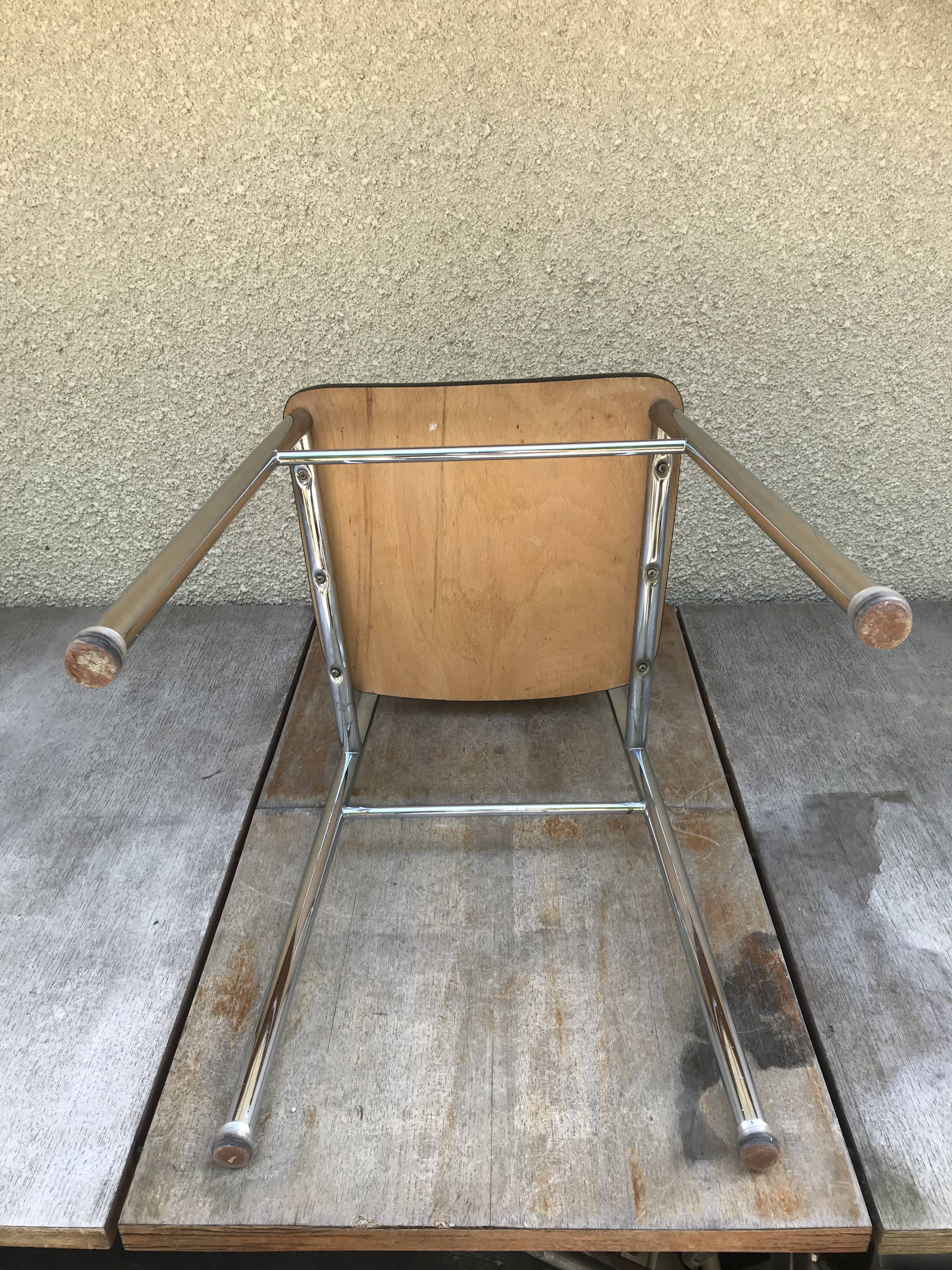 Pair of Old Metal Chromé Chairs - Vintage White Formica