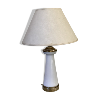 Lampe de table opaline et laiton